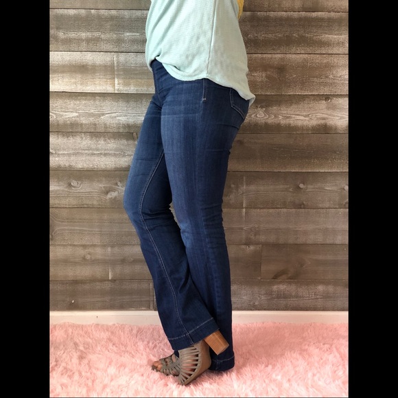 RESTOCK! New Cello Jeans Pull On Flares Dark Wash - Picture 8 of 16